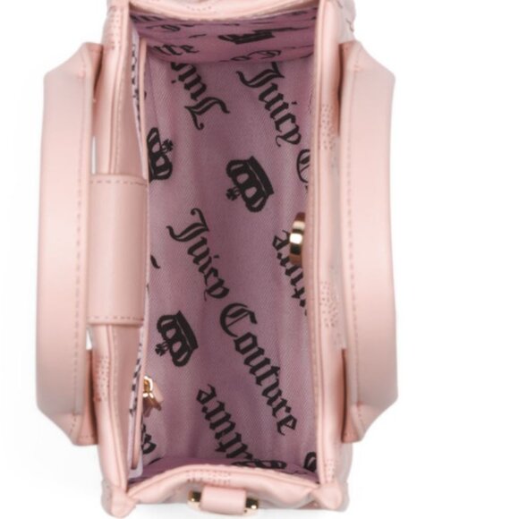 NWT Juicy Couture Quilted Pink Handbag 2 pc Tote Gift Set with Purse Coin Pouch - Picture 3 of 11